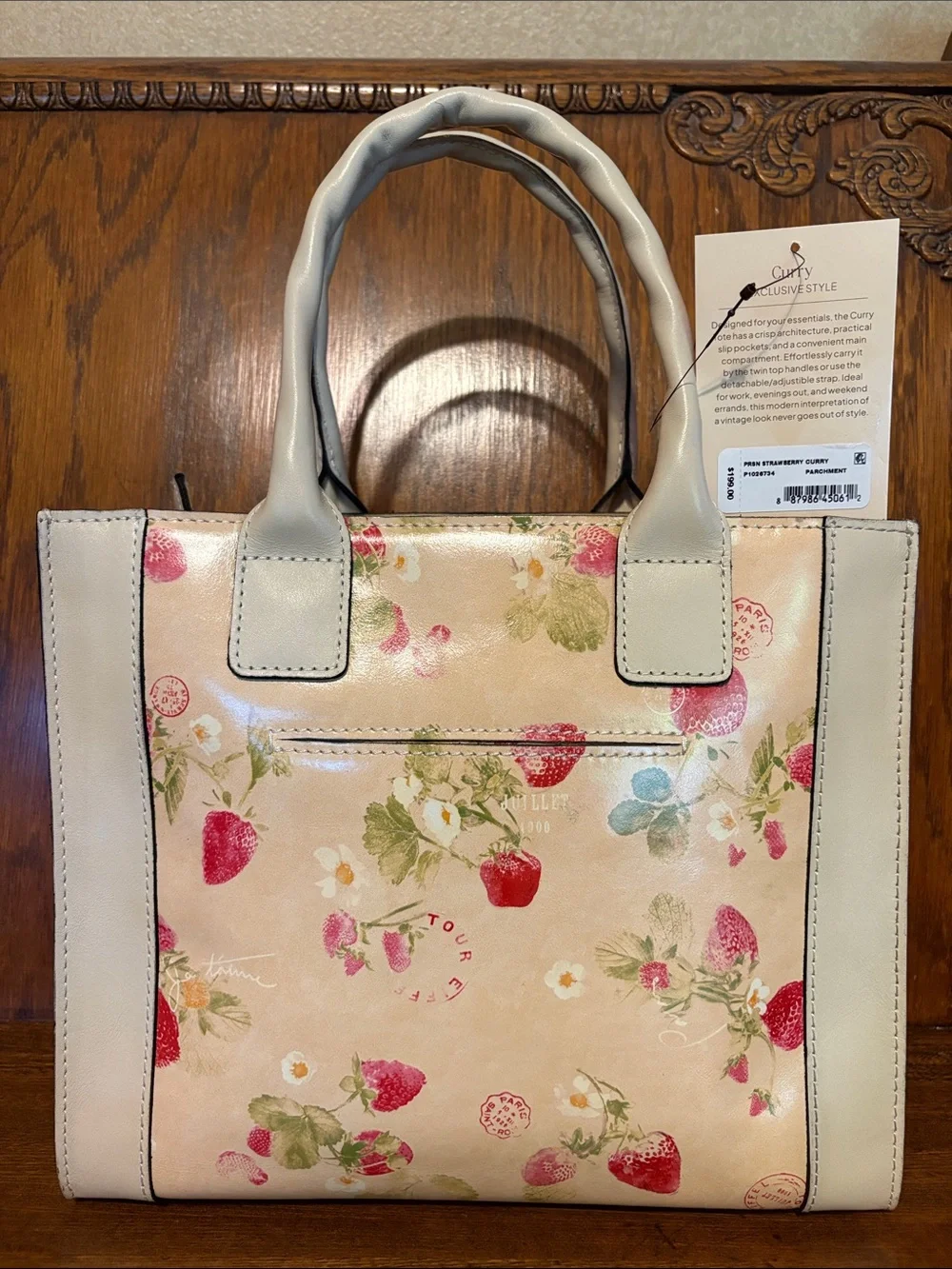 NWT-Patricia Nash-SET-Curry Tote, Fira Frame Wallet & Bag Charm-Strawberry-$337